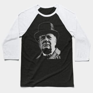 Winston Churchill Black and White Baseball T-Shirt